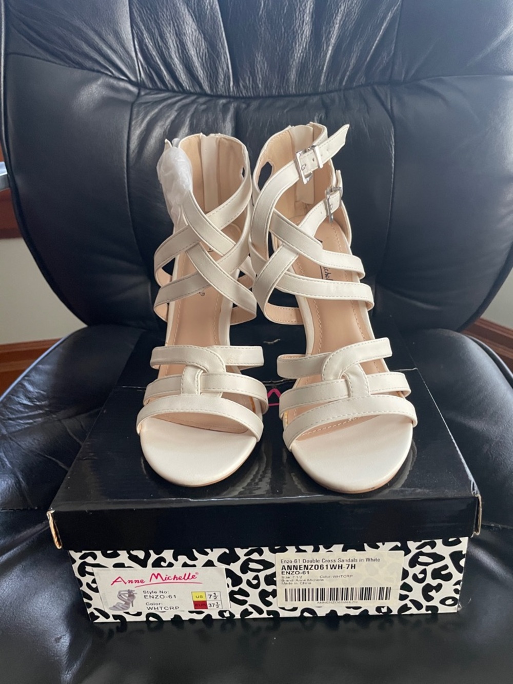 Anne Michelle Ivory Strappy Block Heel Sandals